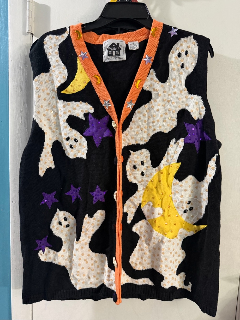 Vintage Storybook Knits 1X Halloween Sweater Vest